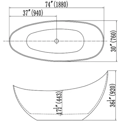 DutchLine Antio Solid Surface Vrijstaand Bad - Mat Wit - 1880*780*930 - 2