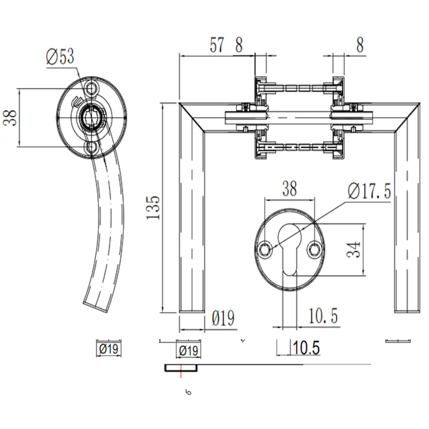 DutchLine - Arc Deurkruk - RVS - 2