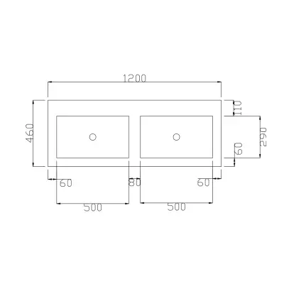 DutchLine - Atlanta 120 Dubbele Wasbak - Glans Wit - 0 Kraangaten - 2