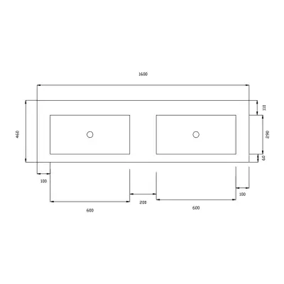 DutchLine - Atlanta 160 Dubbele Wasbak - Glans Wit - 0 Kraangaten - 2