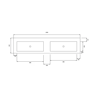 DutchLine - Atlanta 200 Dubbele Wasbak - Glans Wit - 0 Kraangaten - 2