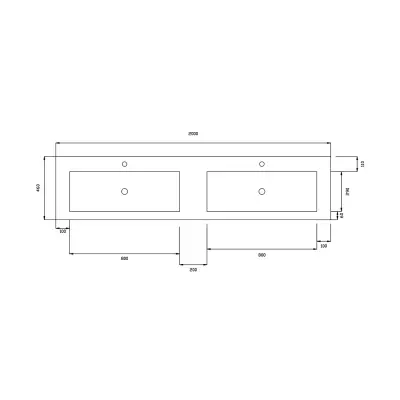 DutchLine - Atlanta 200 Dubbele Wasbak - Glans Wit - 2 Kraangaten - 2
