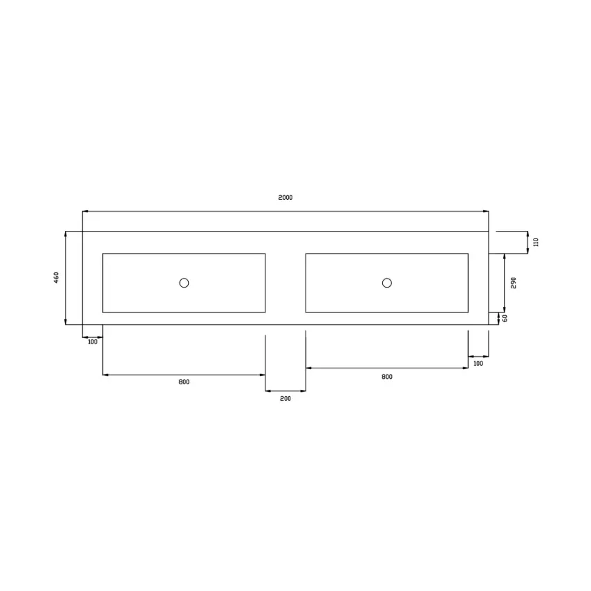 DutchLine - Atlanta 200 Dubbele Wasbak - Mat Wit - 0 Kraangaten - 2