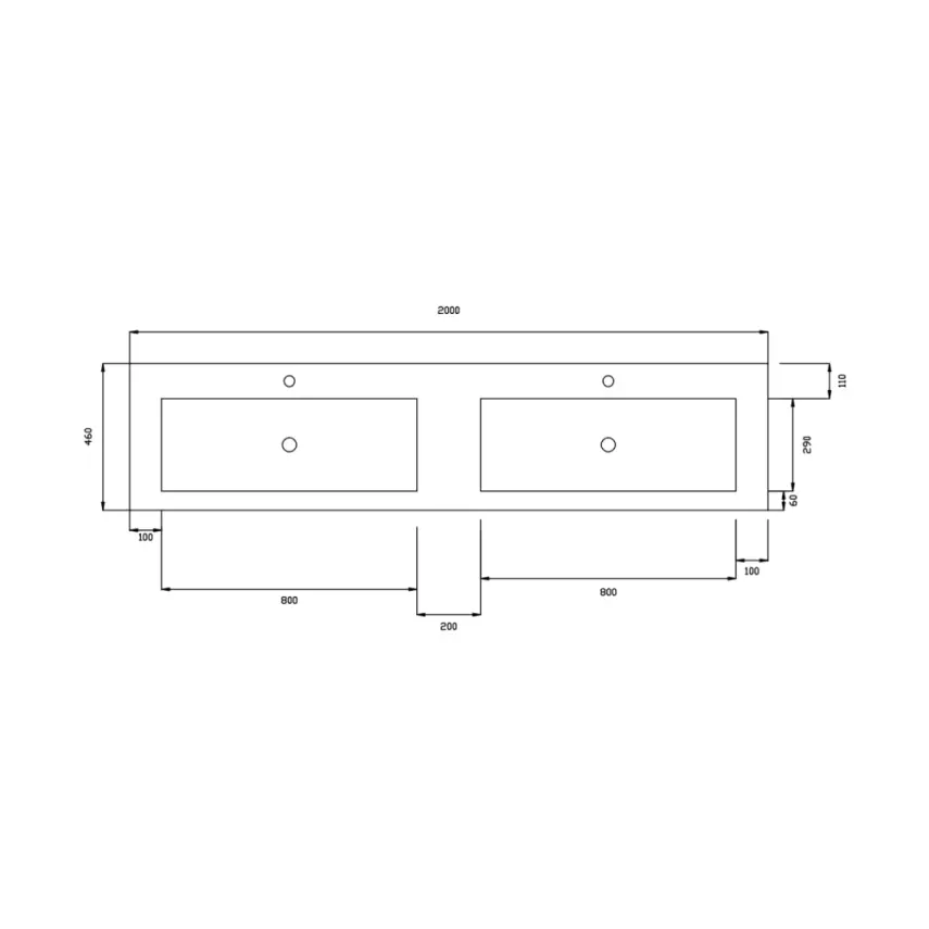 DutchLine - Atlanta 200 Dubbele Wasbak - Mat Wit - 2 Kraangaten - 2