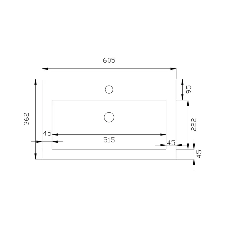 DutchLine - Atlanta ondiep 60 - Glans Wit - 1 Kraangat - 2