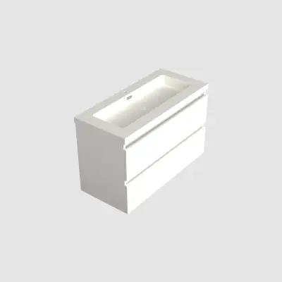 Dutchline Badmeubel Onderkast - Glans Wit - 100x46cm - 2 Lades - 1 Uitsparing - 1