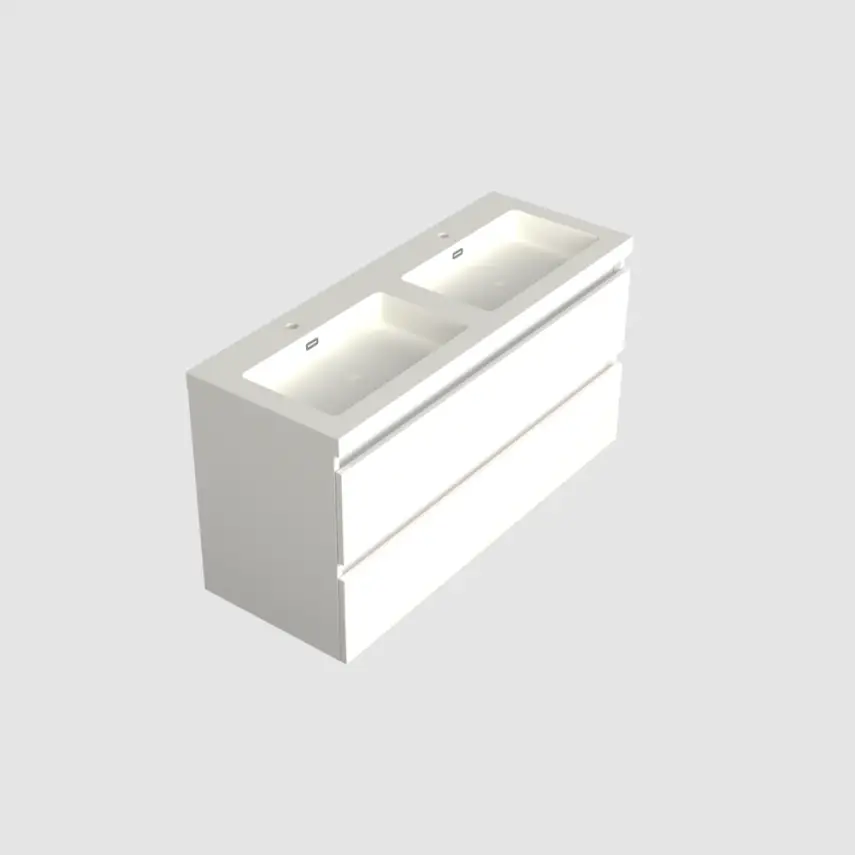 Dutchline Badmeubel Onderkast - Glans Wit - 120x46cm - 2 Lades - 2 Uitsparingen - 1