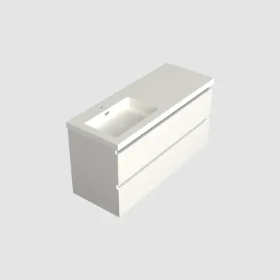 Dutchline Badmeubel Onderkast Links - Glans Wit - 120x46cm - 2 Lades - 1 Uitsparing - 1