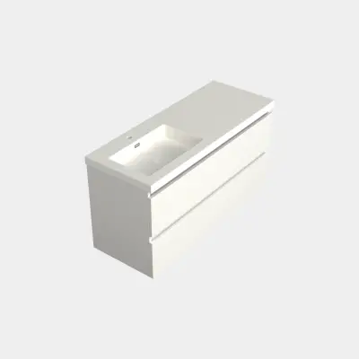 Dutchline Badmeubel Onderkast Links - Mat Wit - 120x46cm - 2 Lades - 1 Uitsparing - 1