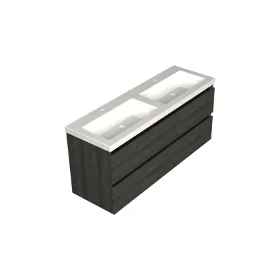 Dutchline Badmeubel Onderkast - Lumiere - 140x46cm - 4 Lades - 2 Uitsparingen - 1