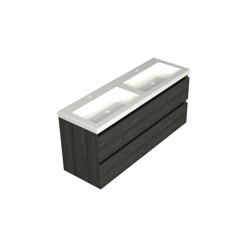 Dutchline Badmeubel Onderkast - Lumiere - 140x46cm - 4 Lades - 2 Uitsparingen - 1