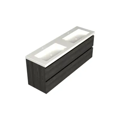 Dutchline Badmeubel Onderkast - Lumiere - 160x46cm - 4 Lades - 2 Uitsparingen - 1