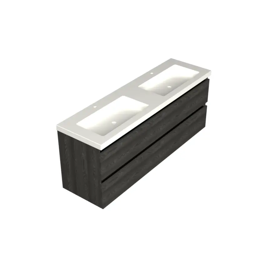 Dutchline Badmeubel Onderkast - Lumiere - 160x46cm - 4 Lades - 2 Uitsparingen - 1