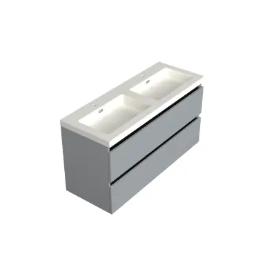 Dutchline Badmeubel Onderkast - Mat Grijs - 120x46cm - 2 Lades - 2 Uitsparingen - 1