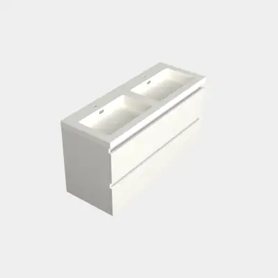 Dutchline Badmeubel Onderkast - Mat Wit - 120x46cm - 2 Lades - 2 Uitsparingen - 1