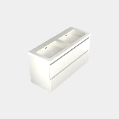 Dutchline Badmeubel Onderkast - Mat Wit - 120x46cm - 4 Lades - 2 Uitsparingen - 1