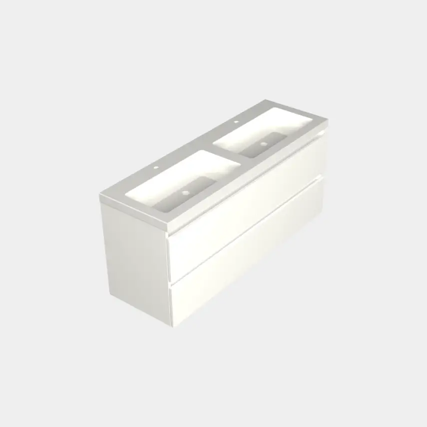 Dutchline Badmeubel Onderkast - Mat Wit - 140x46cm - 4 Lades - 2 Uitsparingen - 1