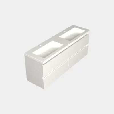 Dutchline Badmeubel Onderkast - Mat Wit - 160x46cm - 4 Lades - 2 Uitsparingen - 1