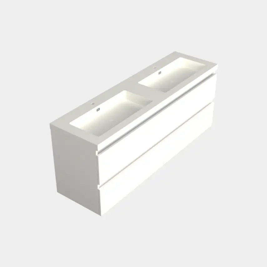 Dutchline Badmeubel Onderkast - Mat Wit - 200x46cm - 4 Lades - 2 Uitsparingen - 1