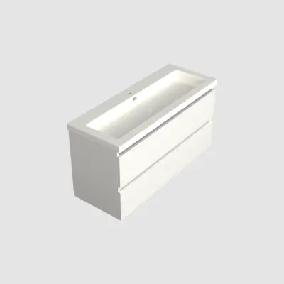 Dutchline Badmeubel Onderkast Midden - Glans Wit - 120x46cm - 2 Lades - 1 Uitsparing - 1