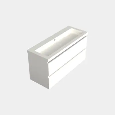 Dutchline Badmeubel Onderkast Midden - Mat Wit - 120x46cm - 2 Lades - 1 Uitsparing - 1