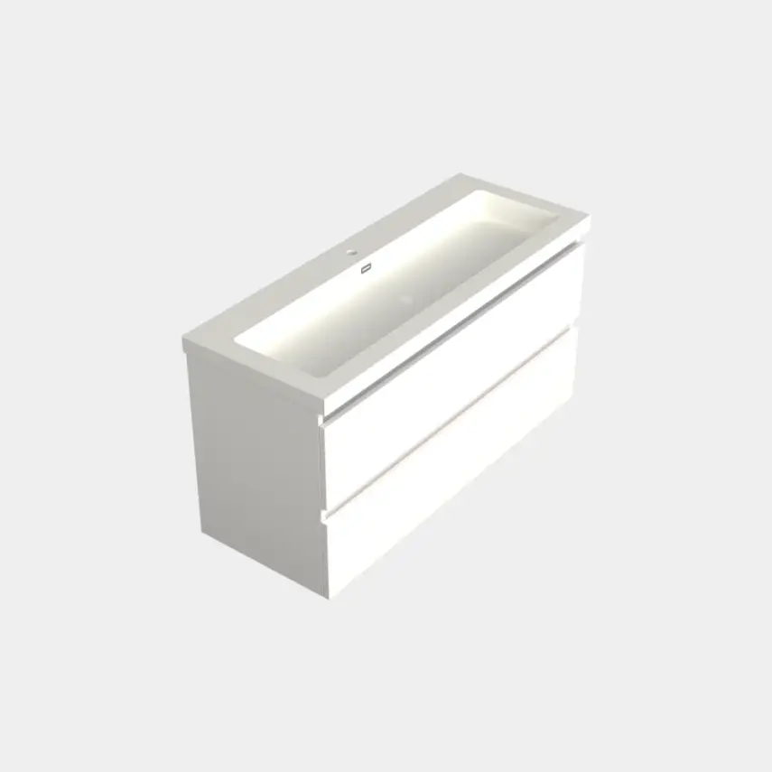 Dutchline Badmeubel Onderkast Midden - Mat Wit - 120x46cm - 2 Lades - 1 Uitsparing - 1