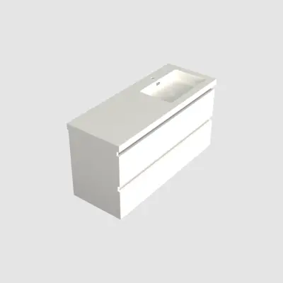 Dutchline Badmeubel Onderkast Rechts - Glans Wit - 120x46cm - 2 Lades - 1 Uitsparing - 1