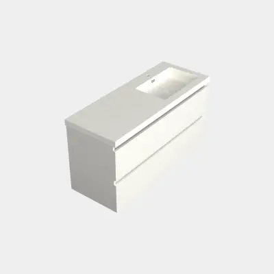 Dutchline Badmeubel Onderkast Rechts - Mat Wit - 120x46cm - 2 Lades - 1 Uitsparing - 1