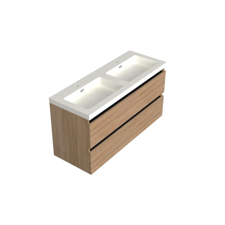 Dutchline Badmeubel Onderkast - Uludag - 120x46cm - 2 Lades - 2 Uitsparingen - 1