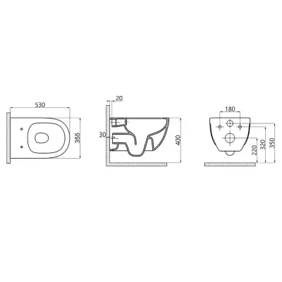 DutchLine - Brilla Toiletpot Zonder Bidet - Glans Wit - 530x355mm - 2