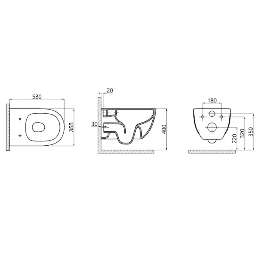 DutchLine - Brilla Toiletpot Zonder Bidet - Glans Wit - 530x355mm - 2