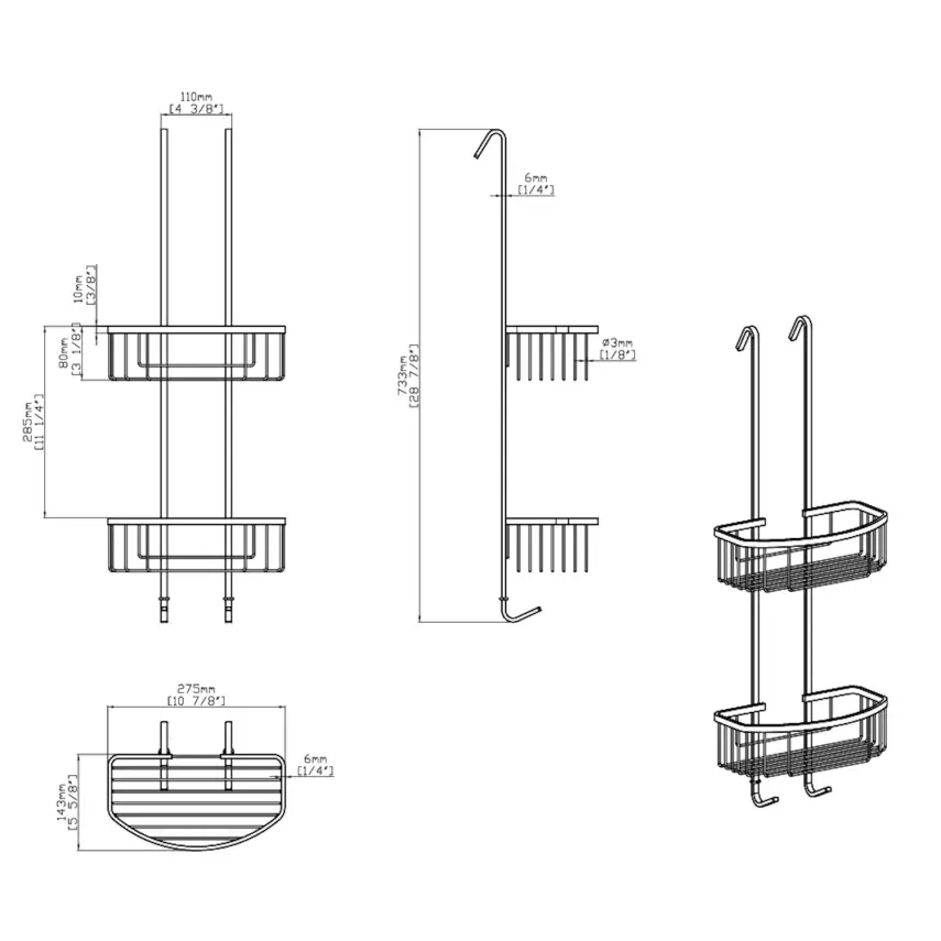 DutchLine - Doucherek Duo Hangmodel - Geborsteld koper - 2