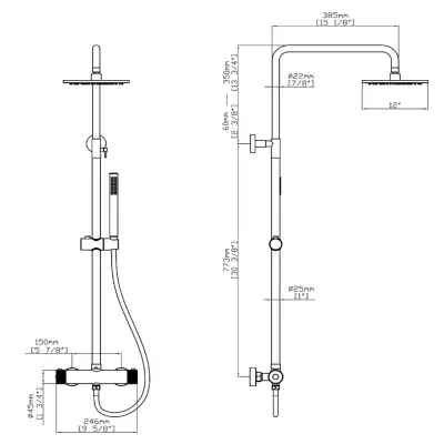 DutchLine - Grip-300 Thermostatische Doucheopbouwset - Chroom - 2