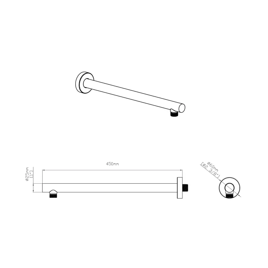 DutchLine - Grip Douchearm 450mm - Geborsteld koper - 2