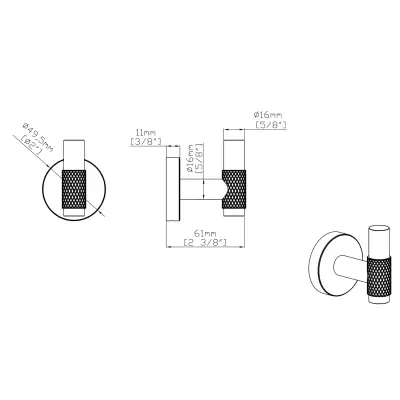 DutchLine - Grip Serie Handdoekhaak - Mat zwart - 2