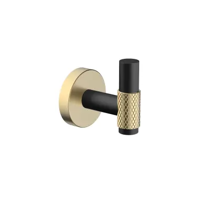 DutchLine - Grip Serie Handdoekhaak - Mat Zwart Met Geborsteld Messing - 1