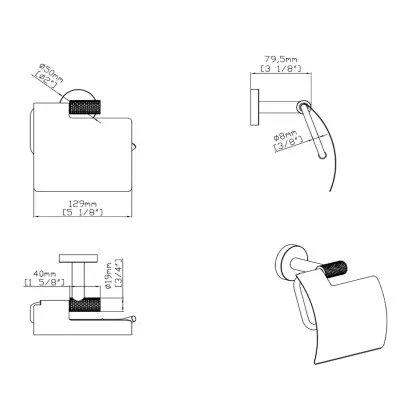 DutchLine - Grip Toilethouder Met Klep - Mat zwart - 2
