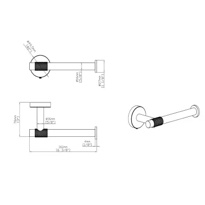 DutchLine - Grip Toiletrolhouder - Mat Zwart Met Geborsteld Messing - 2
