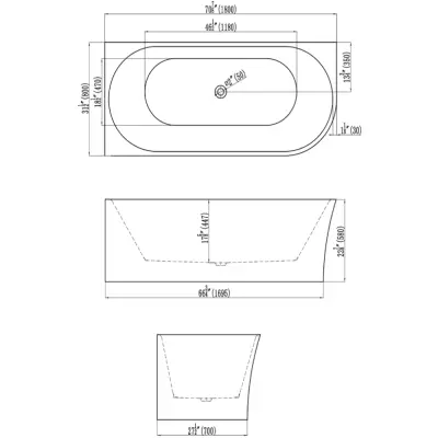DutchLine - Half-Vrijstaand Hoekbad Links - Glans Wit - 1800x800x580 - 2