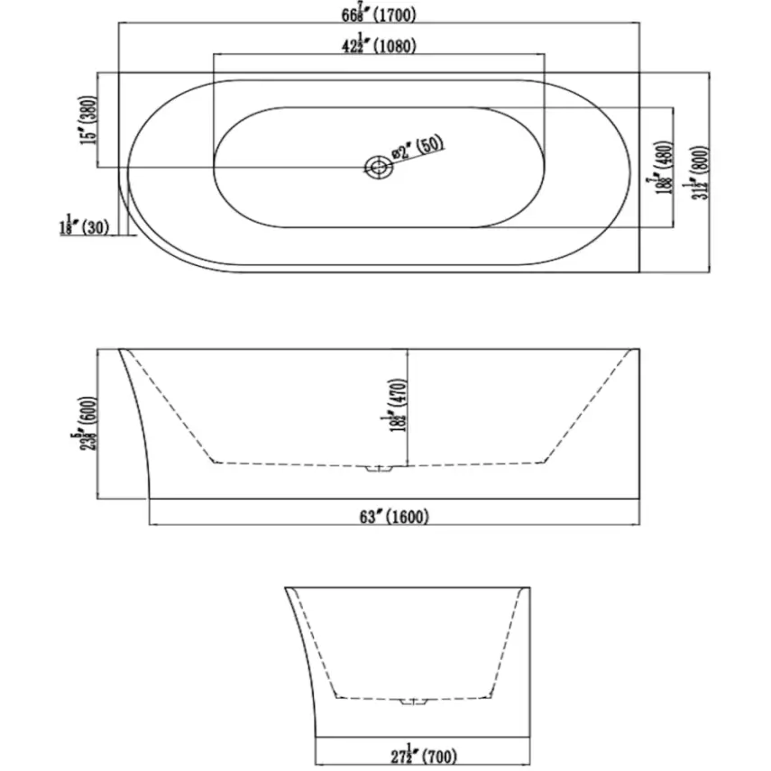 DutchLine Half-Vrijstaand Hoekbad Rechts - Glans Wit - 1700*800*600 - 2