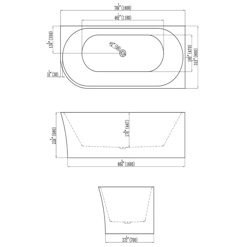 DutchLine - Half-Vrijstaand Hoekbad Rechts - Glans Wit - 1800x800x580 - 2