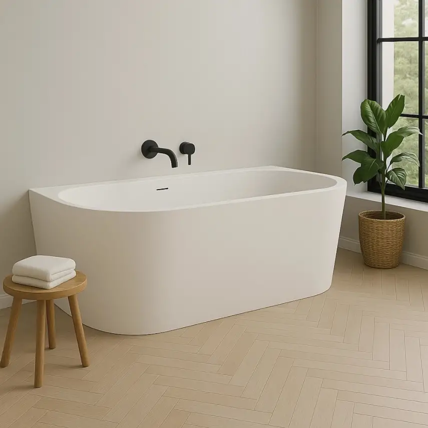 DutchLine Half-vrijstaand Ligbad - Mat Wit - 1700x750x600 - 5