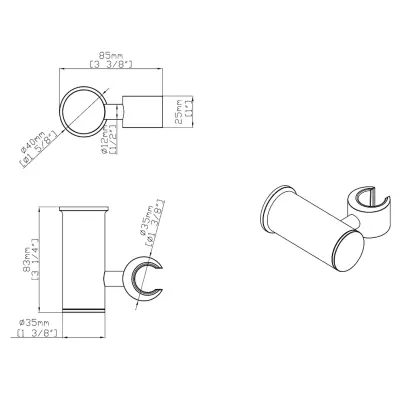 DutchLine - Kantelbare handdouchehouder - Geborsteld messing - 2