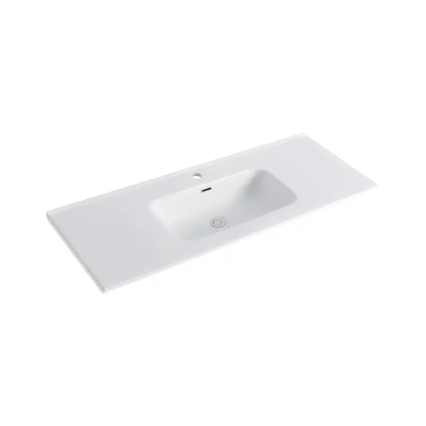 DutchLine - Keramische Wastafel OVI 120CM - Glans wit - 1 Kraangat - 1