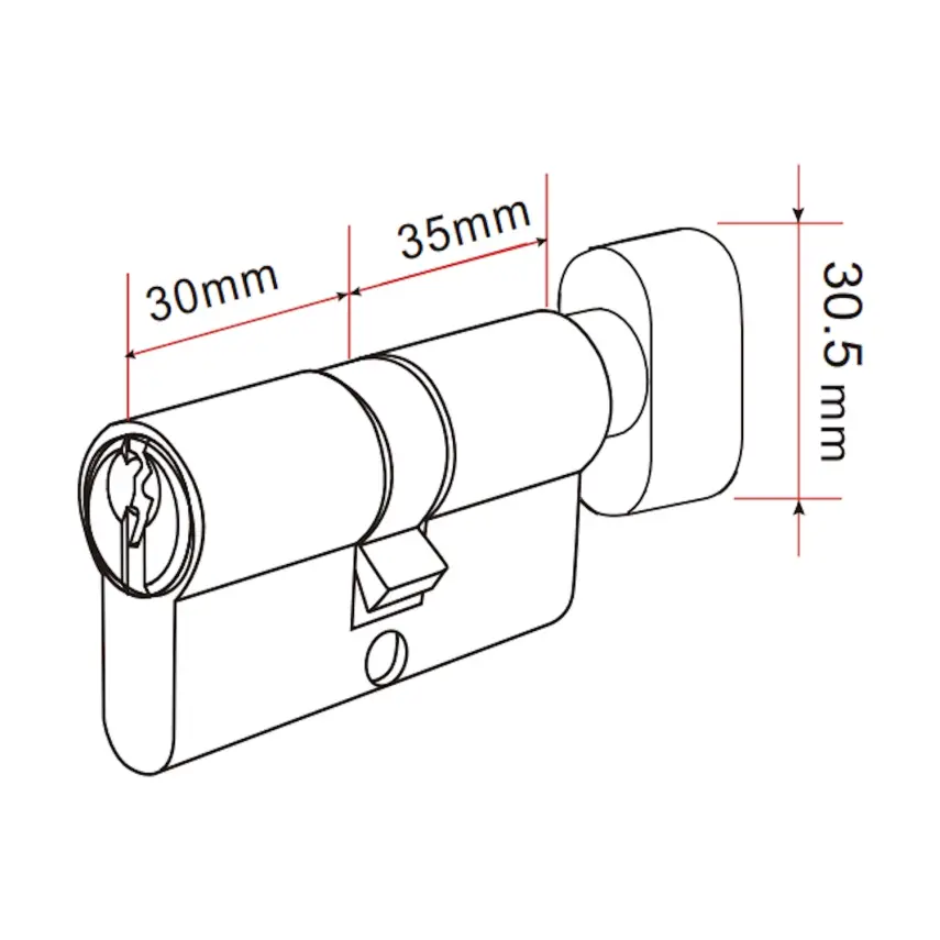 DutchLine - Knopcilinder 30x35 - RVS - 2