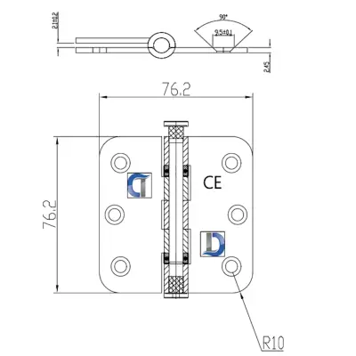 DutchLine - Kogellagerscharnier - Mat Zwart - 76x76mm - 2