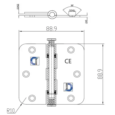 DutchLine - Kogellagerscharnier - RVS - 76x76mm - 2