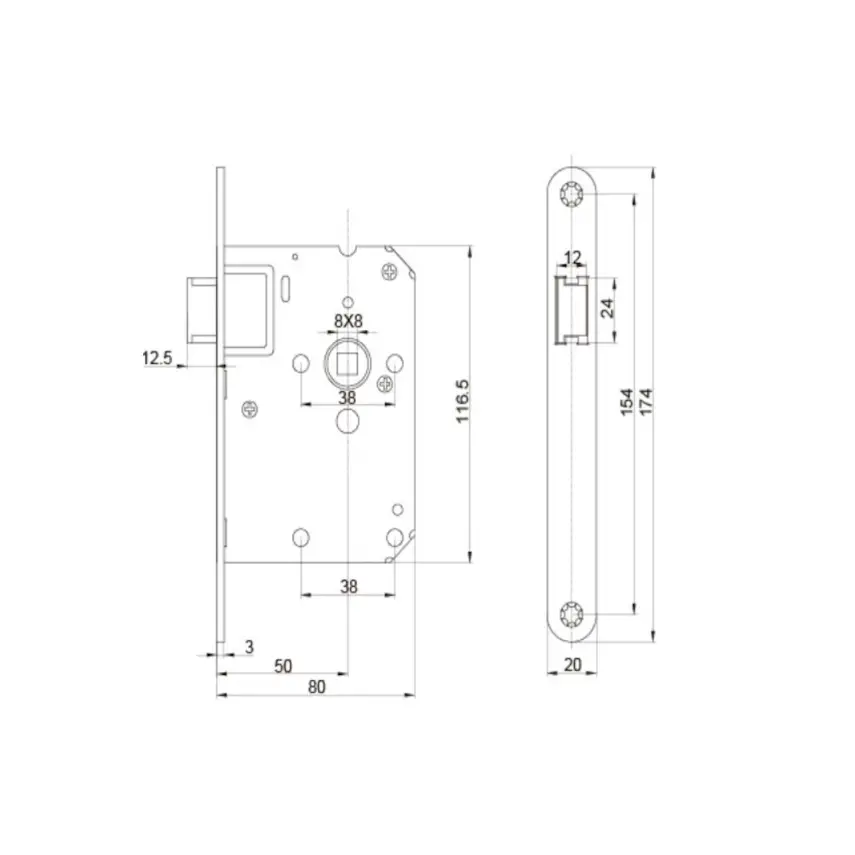 DutchLine - Loopslot Incl. Sluitplaat - Mat zwart - 2