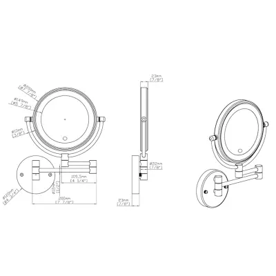 DutchLine - Make-Up Ledspiegel, 5x zoom - Geborsteld staal - 2