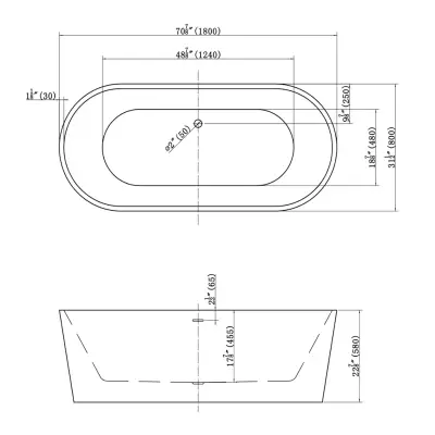 DutchLine - Murano Vrijstaand Ligbad - Glans Wit - 1800x800x580 - 2